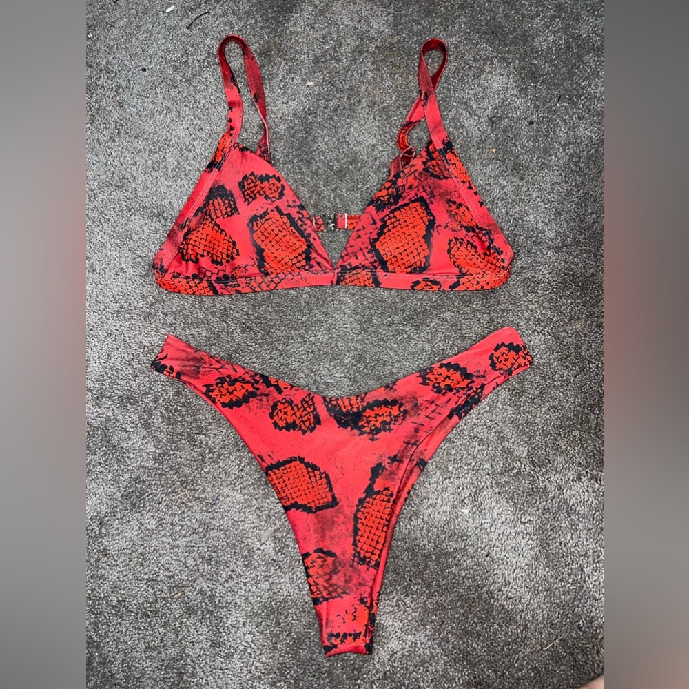 Red Snake Print Swimsuit
